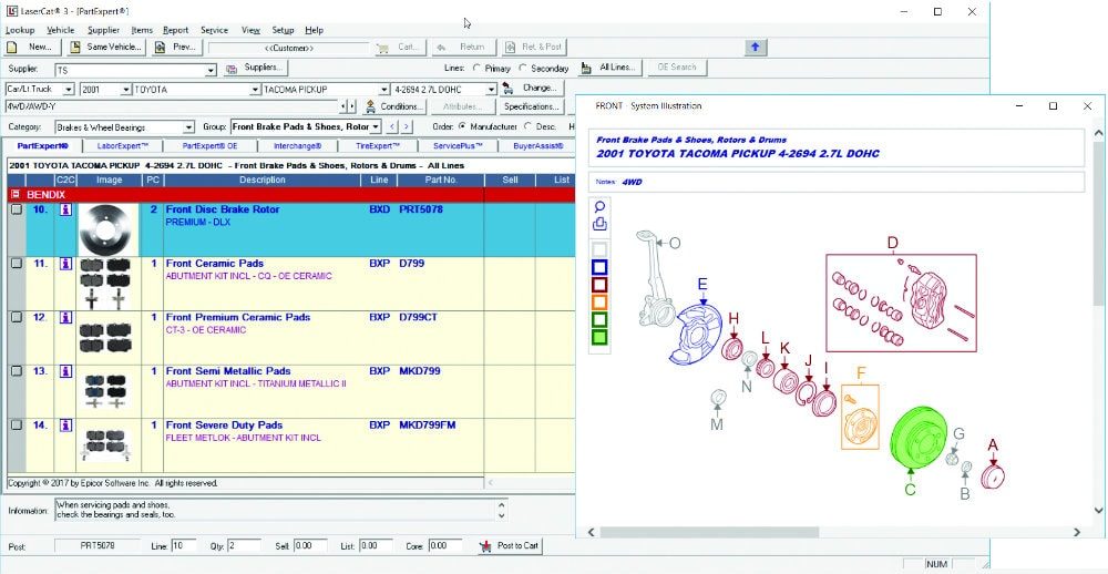 an image of the epicor partexpert ecatalog interface