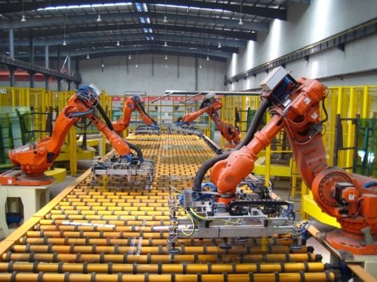 an image of fixed (hard) automation in industrial automation