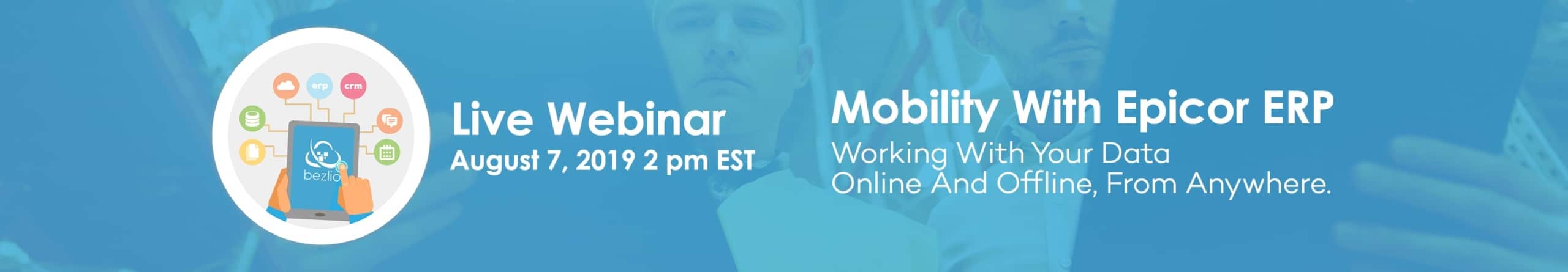 an image of the encompass solution and bezlio webinar banner on mobility with epicor erp