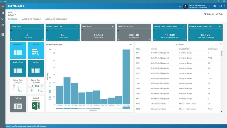 Active Home Page— Built on the Epicor Kinetic Framework, the Active Home Page offers a user experience that is both intuitive and visual for optimum productivity as part of the Epicor Business Architecture