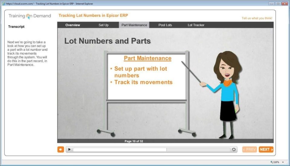 Epicor Learning Center—Epicor Learning Center offers Training on Demand for users for optimum productivity and greater utilization of ERP as part of the Epicor Business Architecture