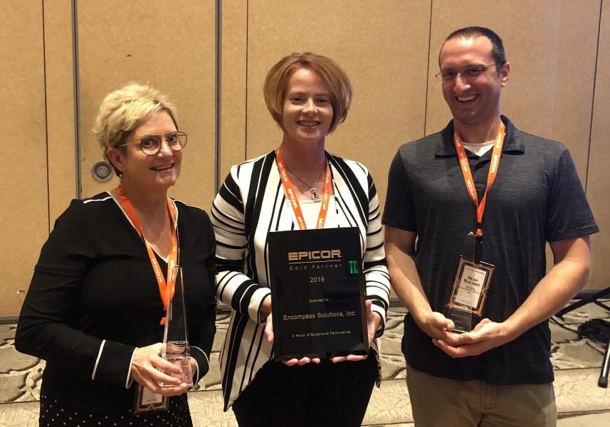 an image of the encompass team members who won awards at epicor ignite 2019