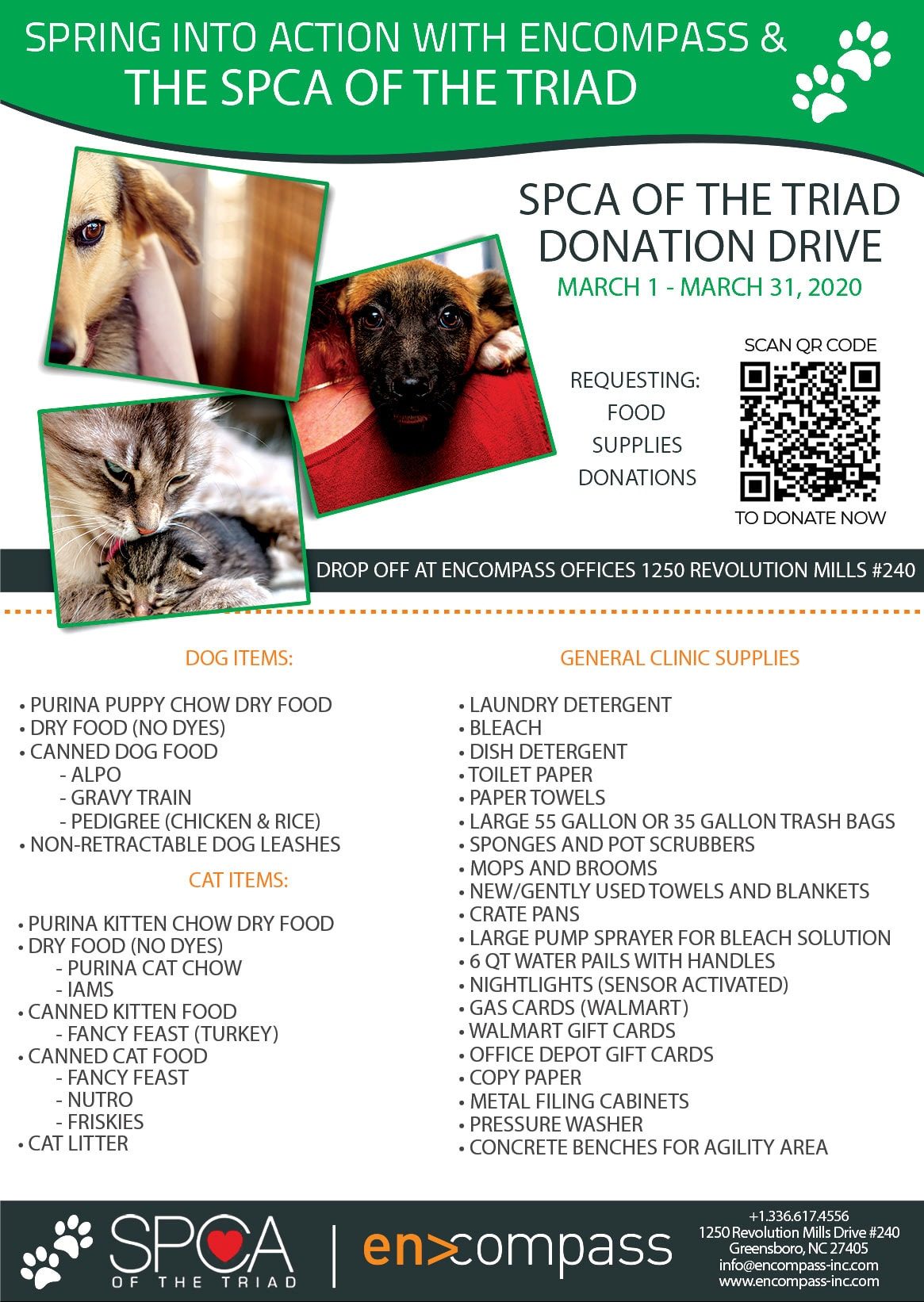 ENCOMPASS Q1 FOOD DRIVE SPCA FLYER