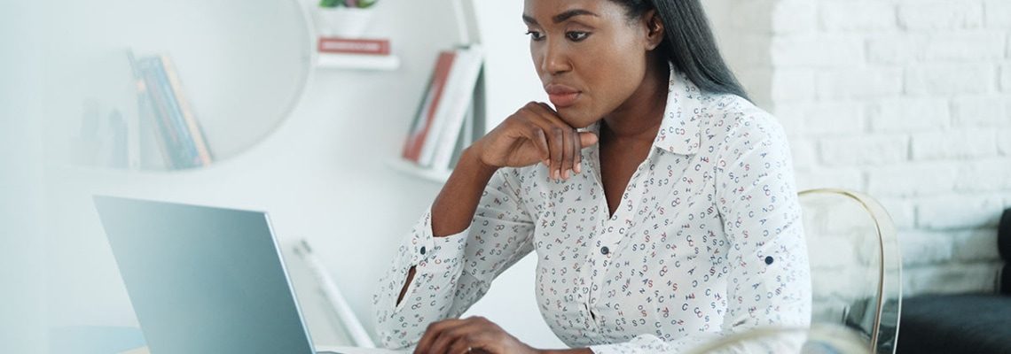 an image of a woman continuing a project remotely as part of project continuity
