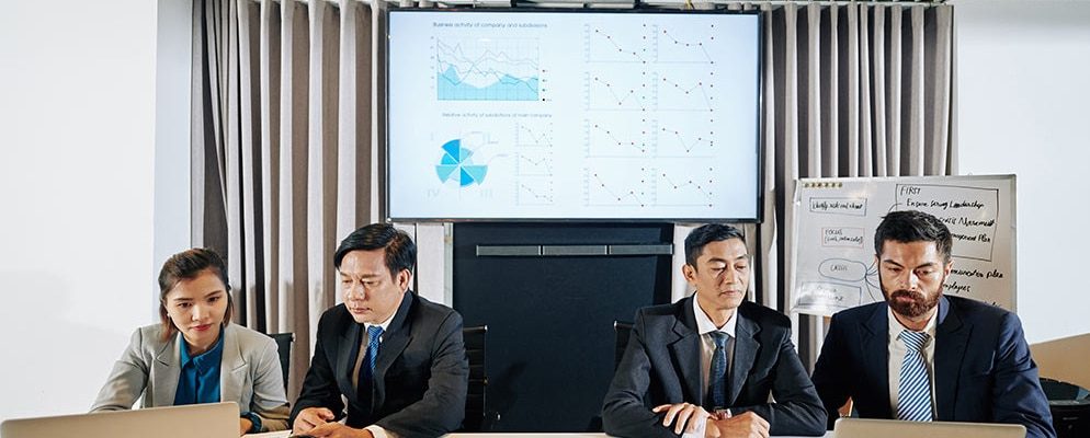 an example of collaborative finance during a financial department meeting